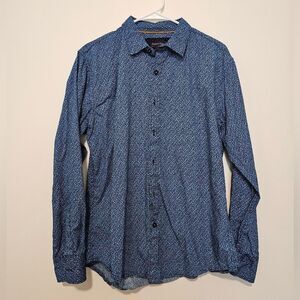 Gentlemens Outfitters Blue Flower Pring Button Down Long Sleeve Large